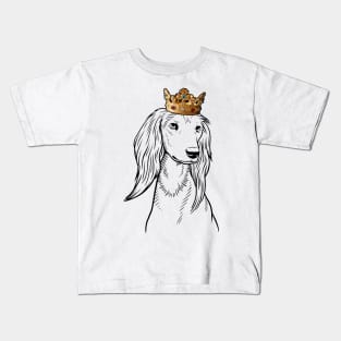Saluki Dog King Queen Wearing Crown Kids T-Shirt